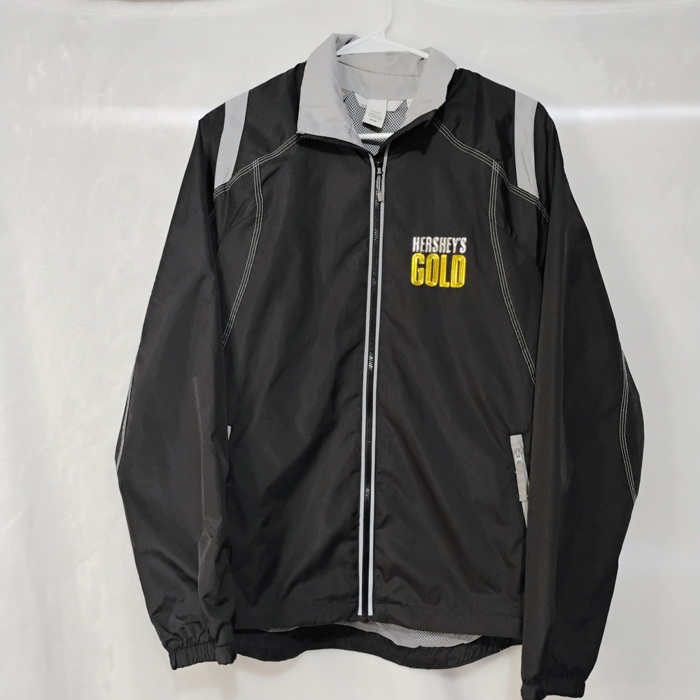 North End Black Hershey's Gold Zip Pockets Windbreaker Jacket Womens Medium J